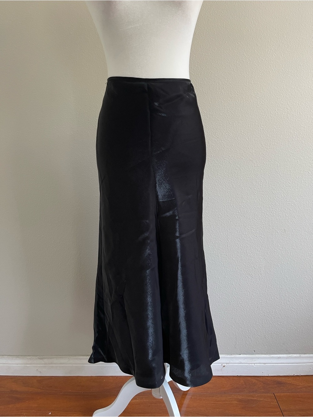 Alex Evenings Black Satin Maxi Skirt